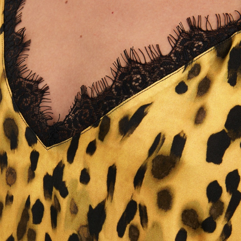 ANINE BING NWT SILK LEOPARD PRINT CAMISOLE TANK TOP MEDIUM LACE TRIM MEDIUM - Picture 2 of 12